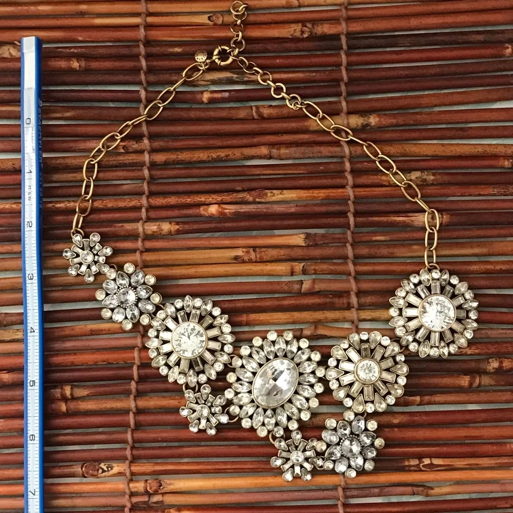 J. Crew Crystal  Rhinestone Flower Lattice Necklace